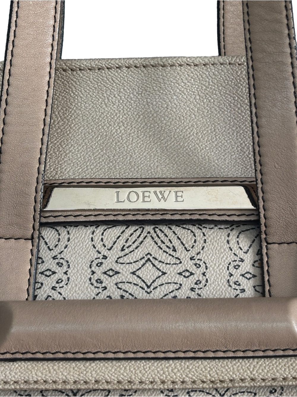 Loewe Anagram Shoulder Bag Kite Satchel Coated Canvas & Leather Tote - Picture 9 of 16